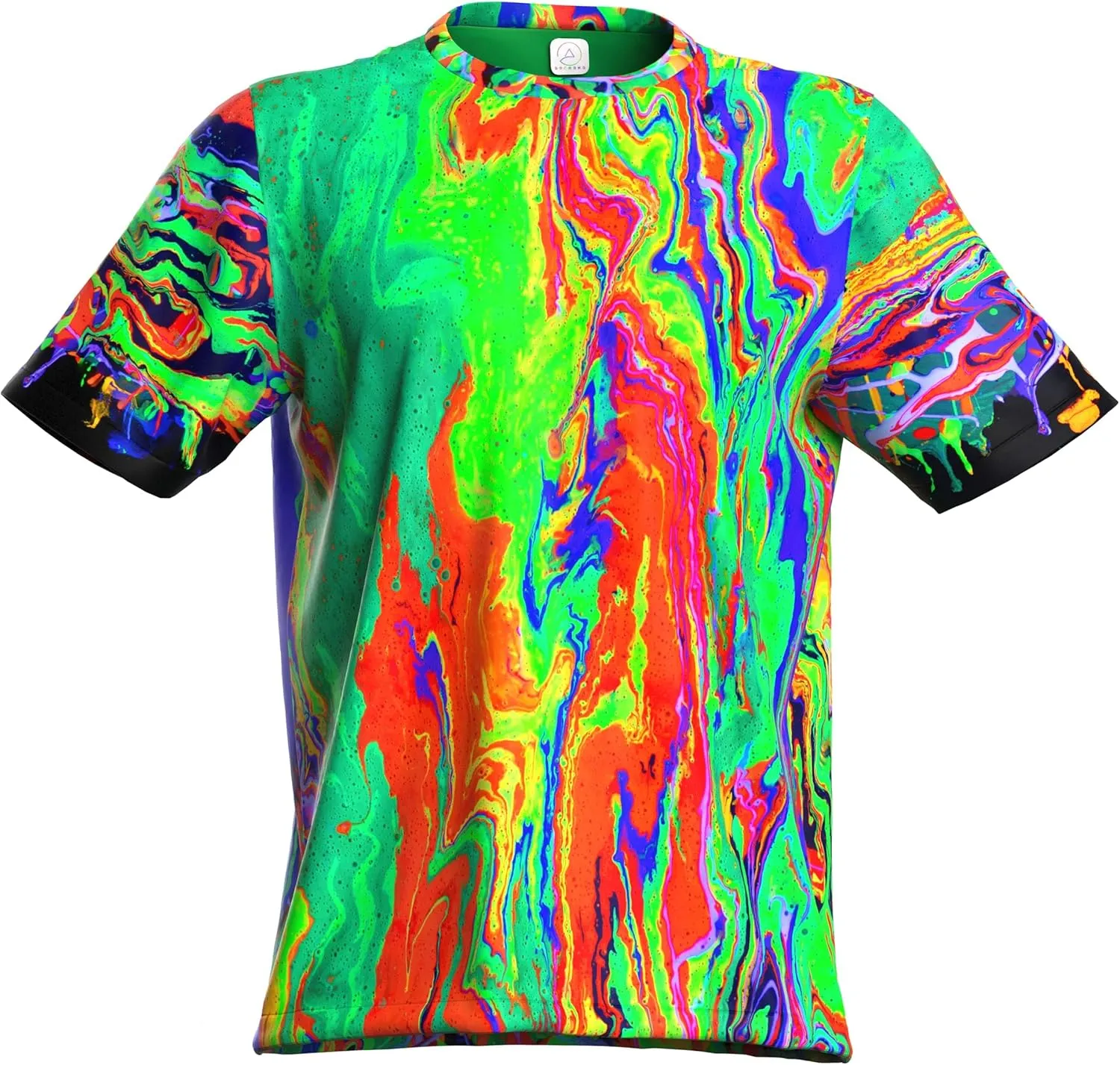 Neon UV Glow Blacklight Designed Handmade Art Shirt Printed Short Sleeve Sport Workout Exercise Boy Guy Unisex Men T-Shirt