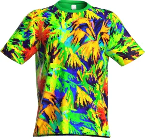 Neon UV Glow Blacklight Designed Handmade Art Shirt Printed Short Sleeve Sport Workout Exercise Boy Guy Unisex Men T-Shirt