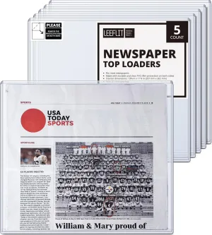 Newspaper Toploader Holder - 7mm Thick Hard Plastic Top Loaders, 13 x 11, 5 Count