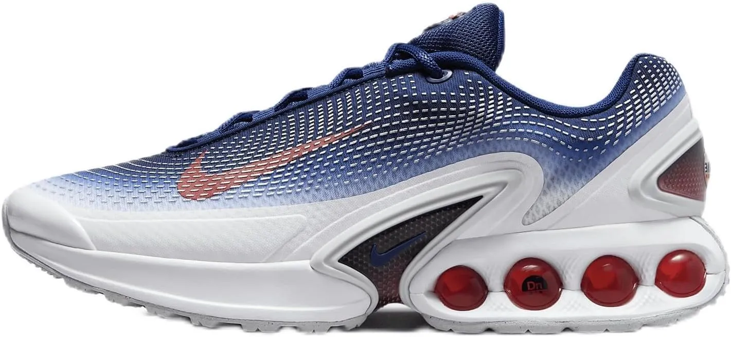 Nike Air Max Dn Men's Shoes (FV2250-100, White/Blue Void/Metallic Silver/Bright Crimson) Size 13