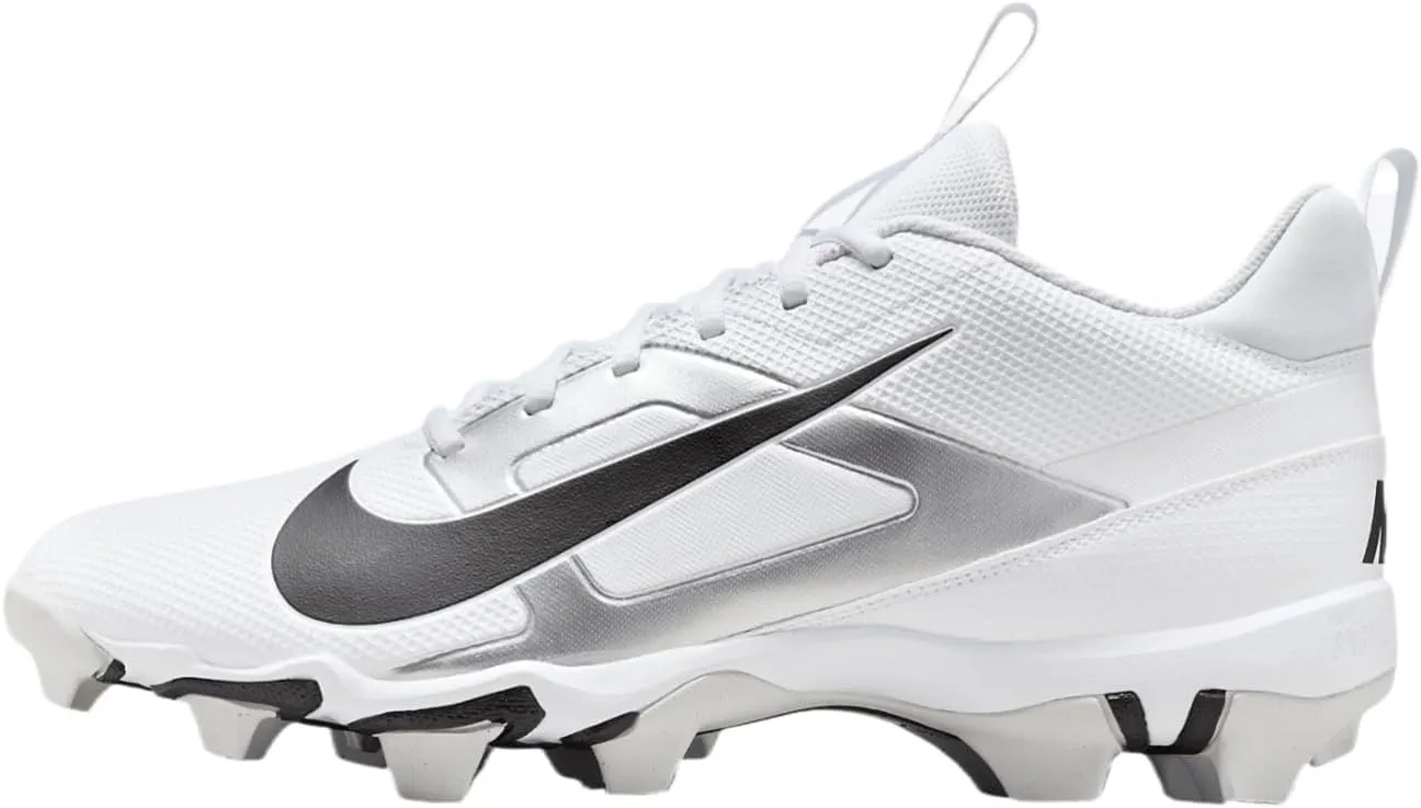 Nike Alpha Menace 4 Shark Football Cleats (FN0028-100, White/Metallic Silver/Photon Dust/Black)