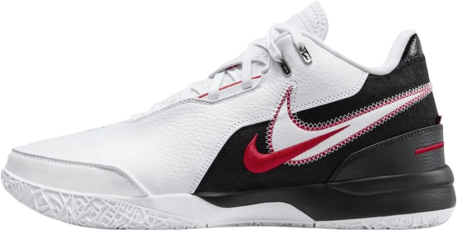 NIKE Men's Lebron NXXT Gen Ampd Basketball Shoes, White University Red Metallic Silver Black, 7.5