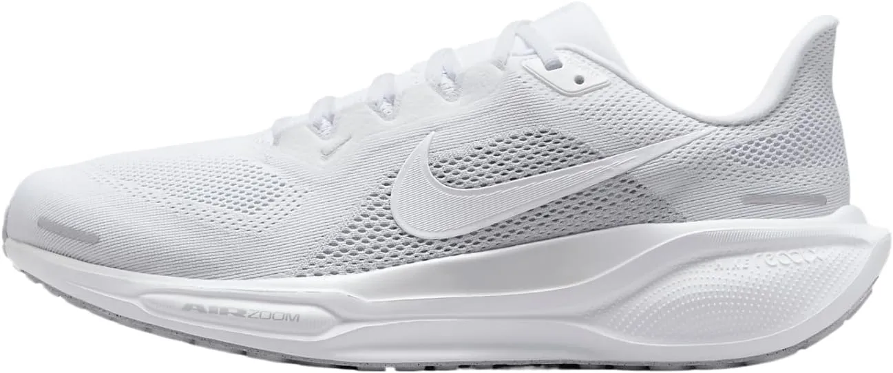 Nike Pegasus 41 Men's Road Running Shoes (Extra Wide) (FN4932-100, White/Pure Platinum/Metallic Silver/White) Size 11