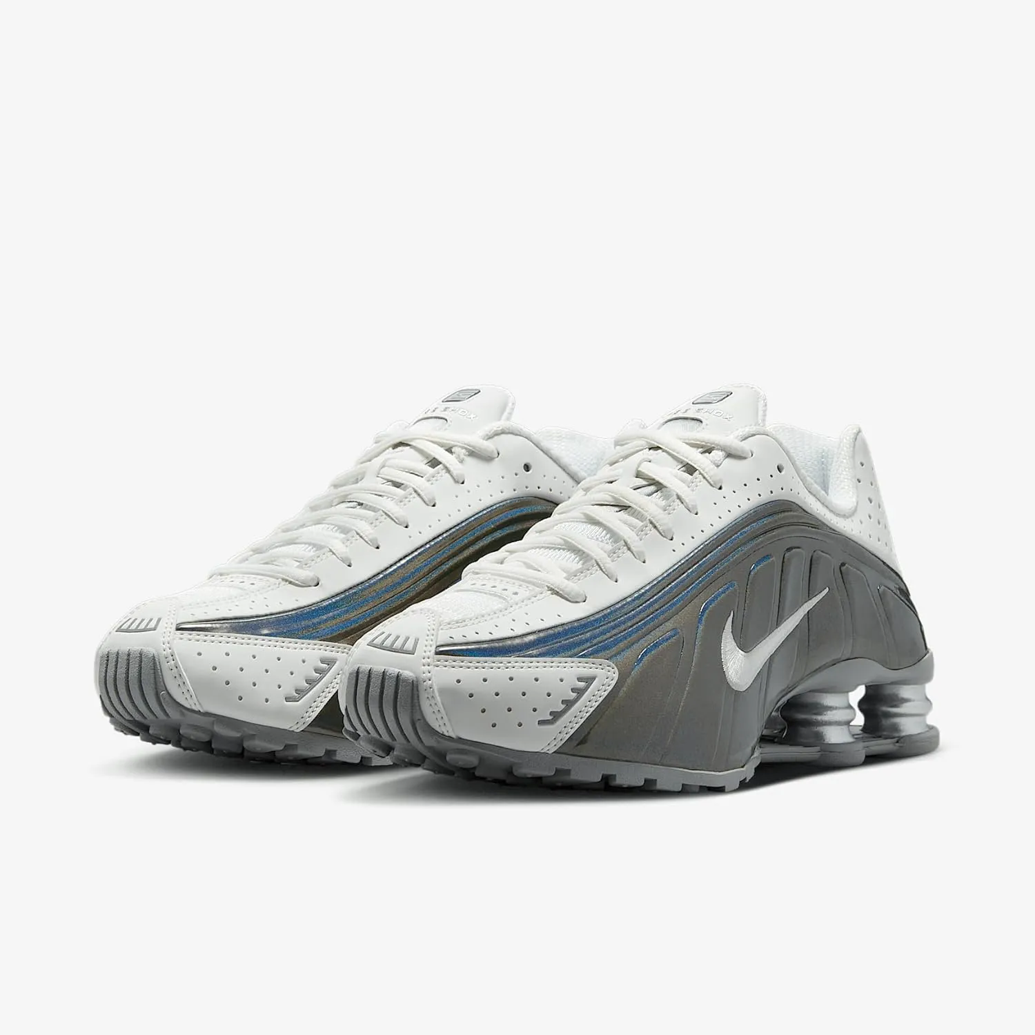 Nike Shox R4 Women's Shoes (IB7703-100, Summit White/Hydrangeas/Metallic Silver/Summit White)