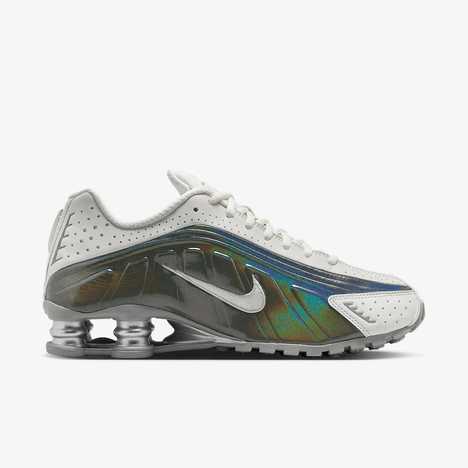 Nike Shox R4 Women's Shoes (IB7703-100, Summit White/Hydrangeas/Metallic Silver/Summit White)