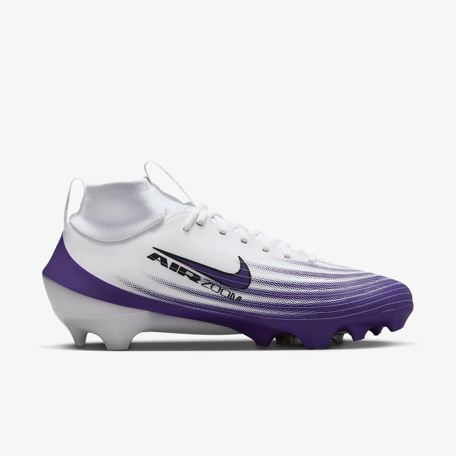 Nike Vapor Pro 1 Football Cleats (HM8850-101, White/Court Purple/Metallic Silver/Black)