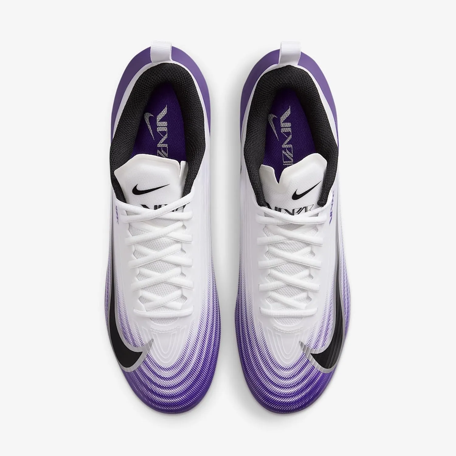 Nike Vapor Speed 3 Football Cleats (HM8849-101, White/Court Purple/Metallic Silver/Black) Size 7.5