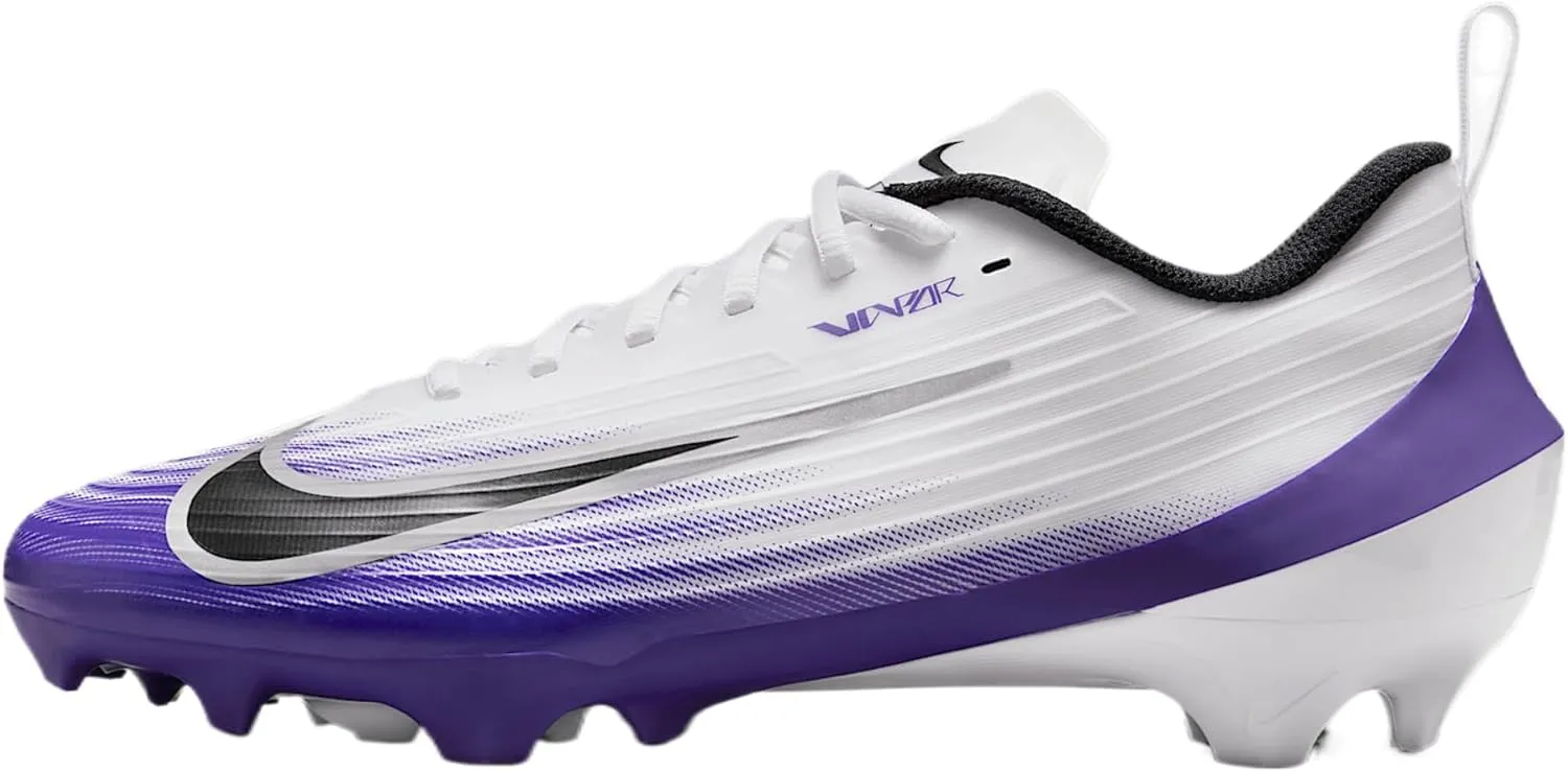 Nike Vapor Speed 3 Football Cleats (HM8849-101, White/Court Purple/Metallic Silver/Black) Size 7.5