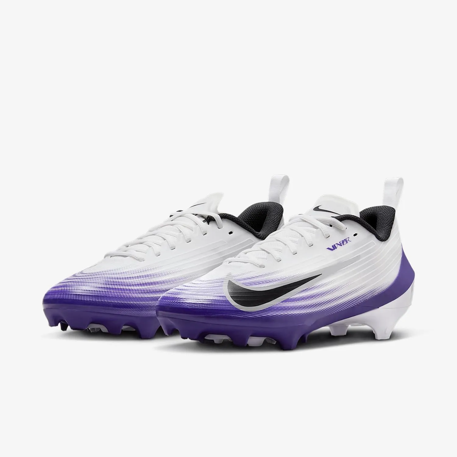Nike Vapor Speed 3 Football Cleats (HM8849-101, White/Court Purple/Metallic Silver/Black) Size 7.5
