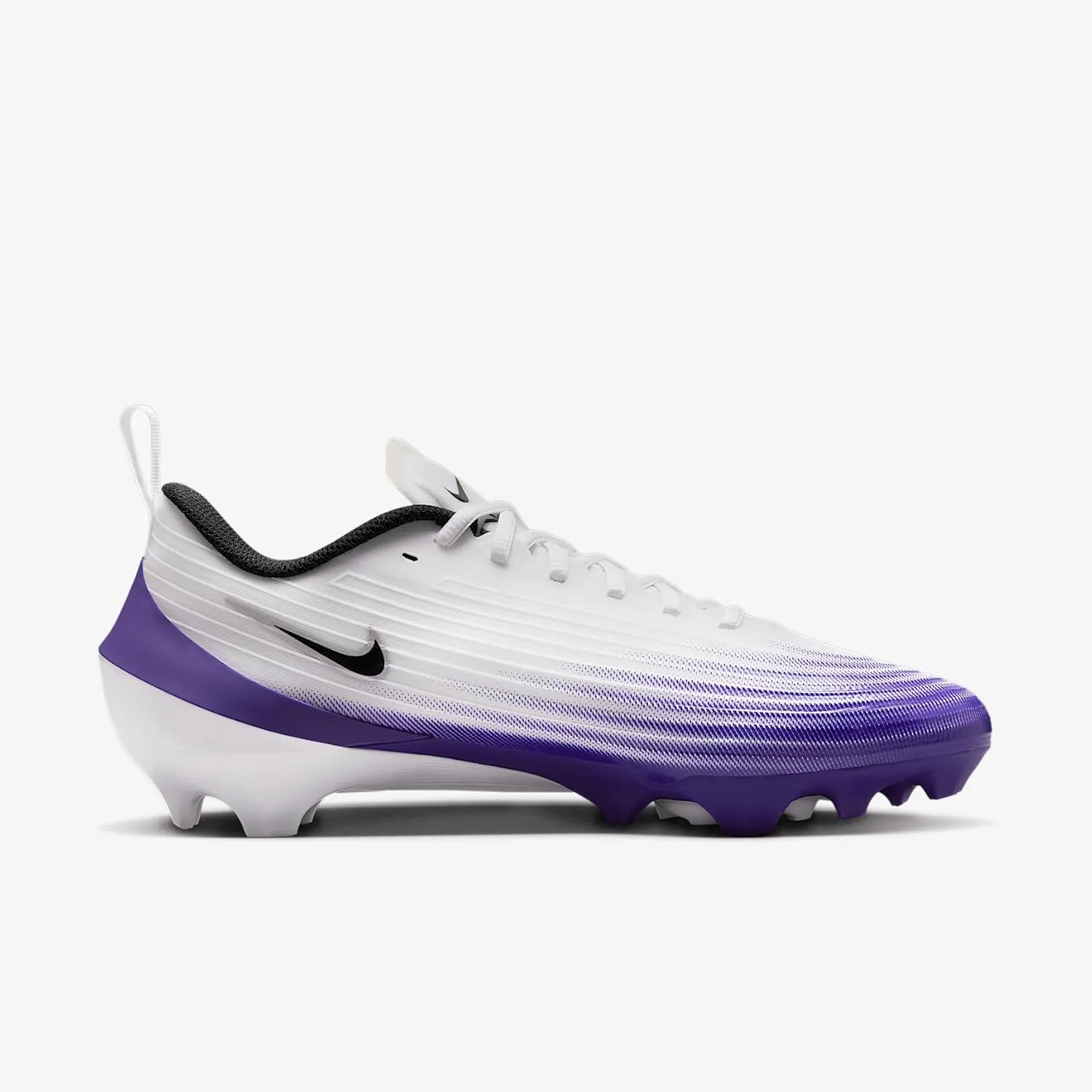 Nike Vapor Speed 3 Football Cleats (HM8849-101, White/Court Purple/Metallic Silver/Black) Size 7.5
