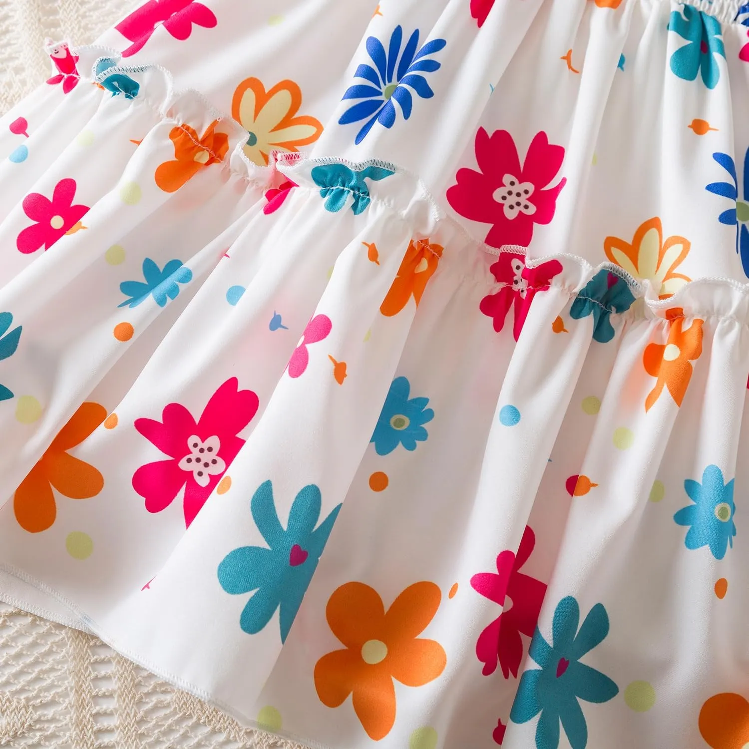 NNJXD Little Girl Floral Dress Princess Girls Casaul Printed A-line Sundress