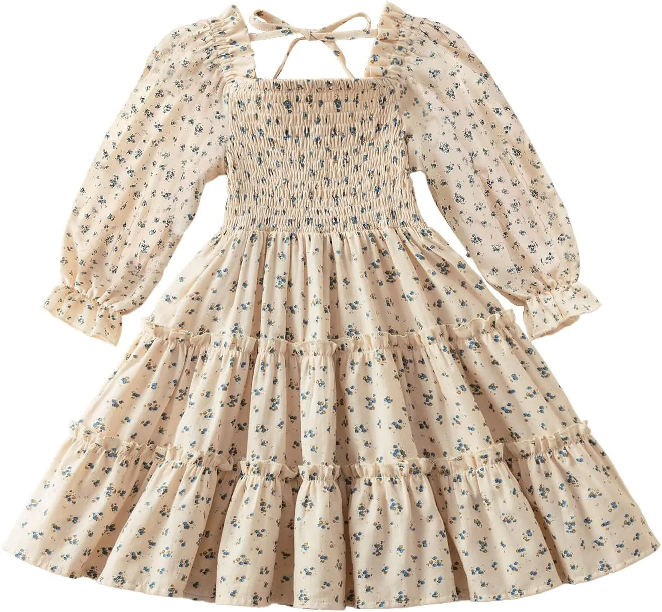 NNJXD Little Girl Floral Dress Princess Girls Casaul Printed A-line Sundress
