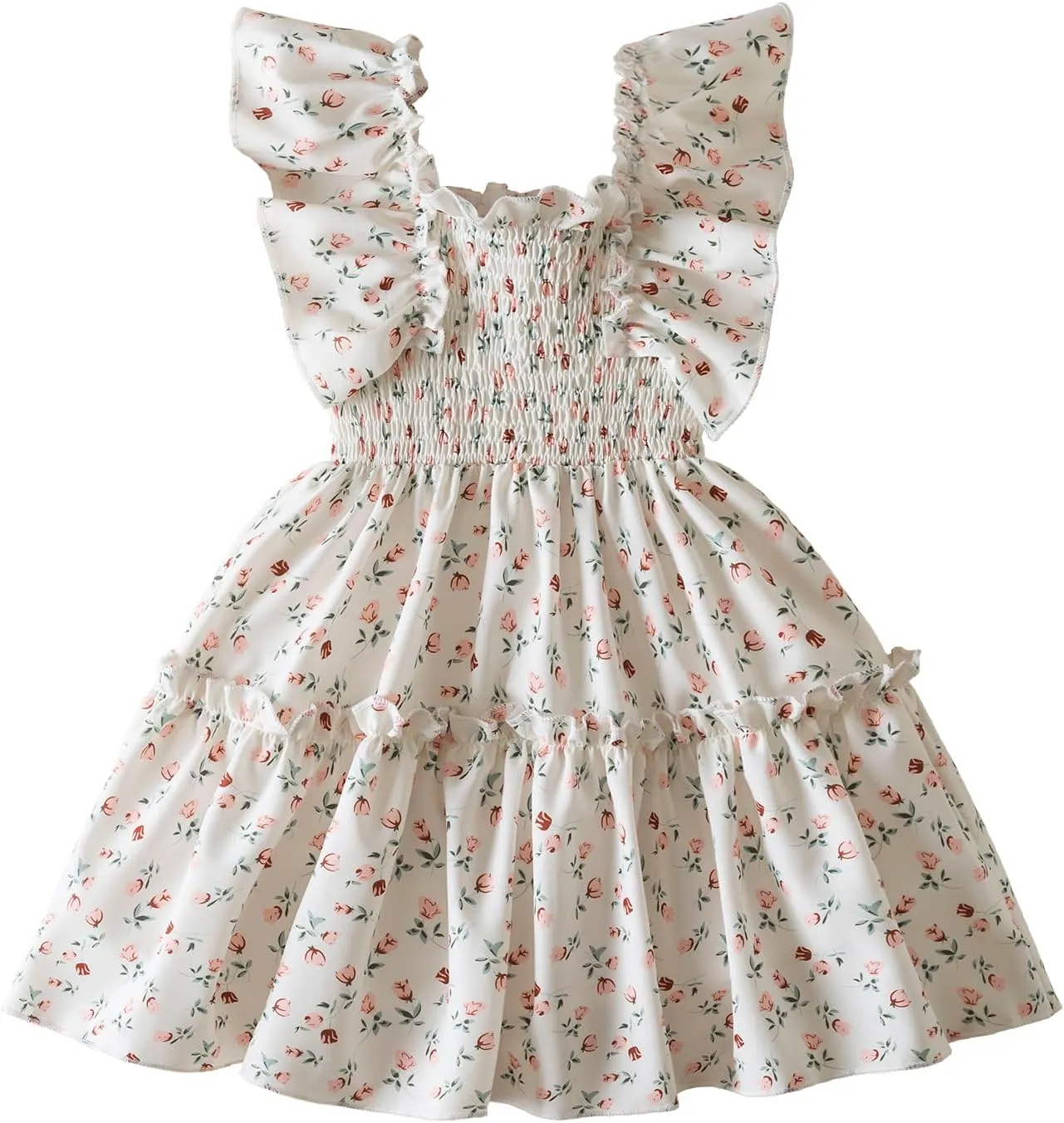 NNJXD Little Girl Floral Dress Princess Girls Casaul Printed A-line Sundress