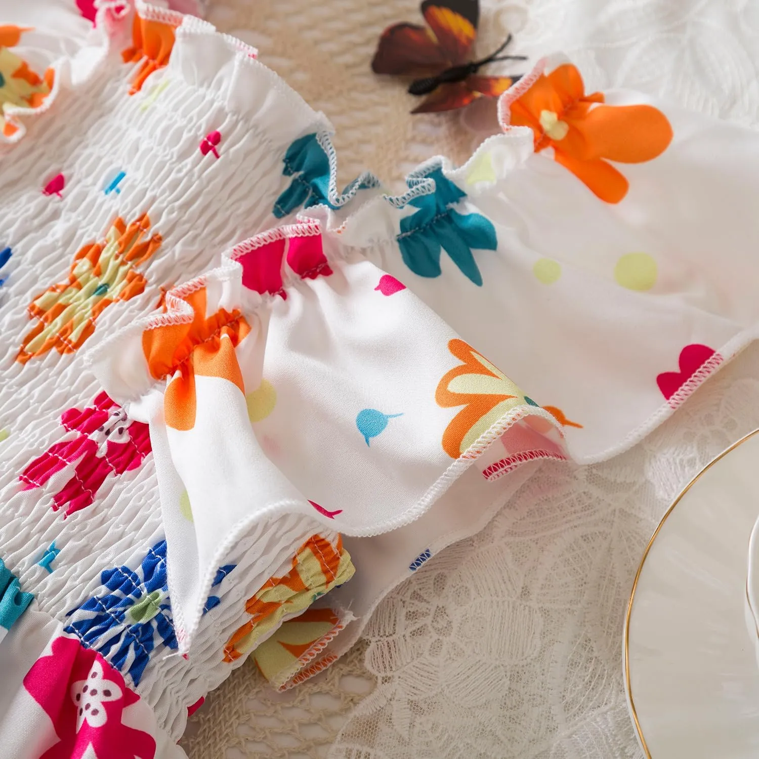NNJXD Little Girl Floral Dress Princess Girls Casaul Printed A-line Sundress