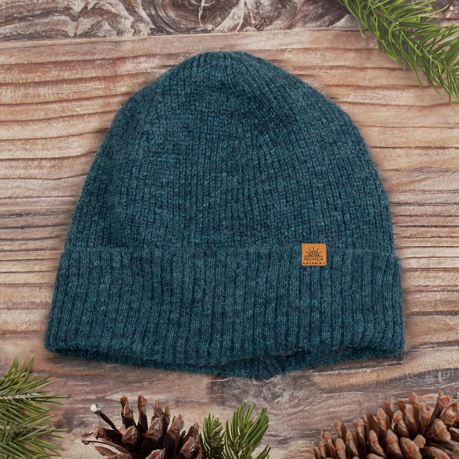 NOVICA Unisex Fall Winter Soft Alpaca Wool Blend Knit Beanie Hat