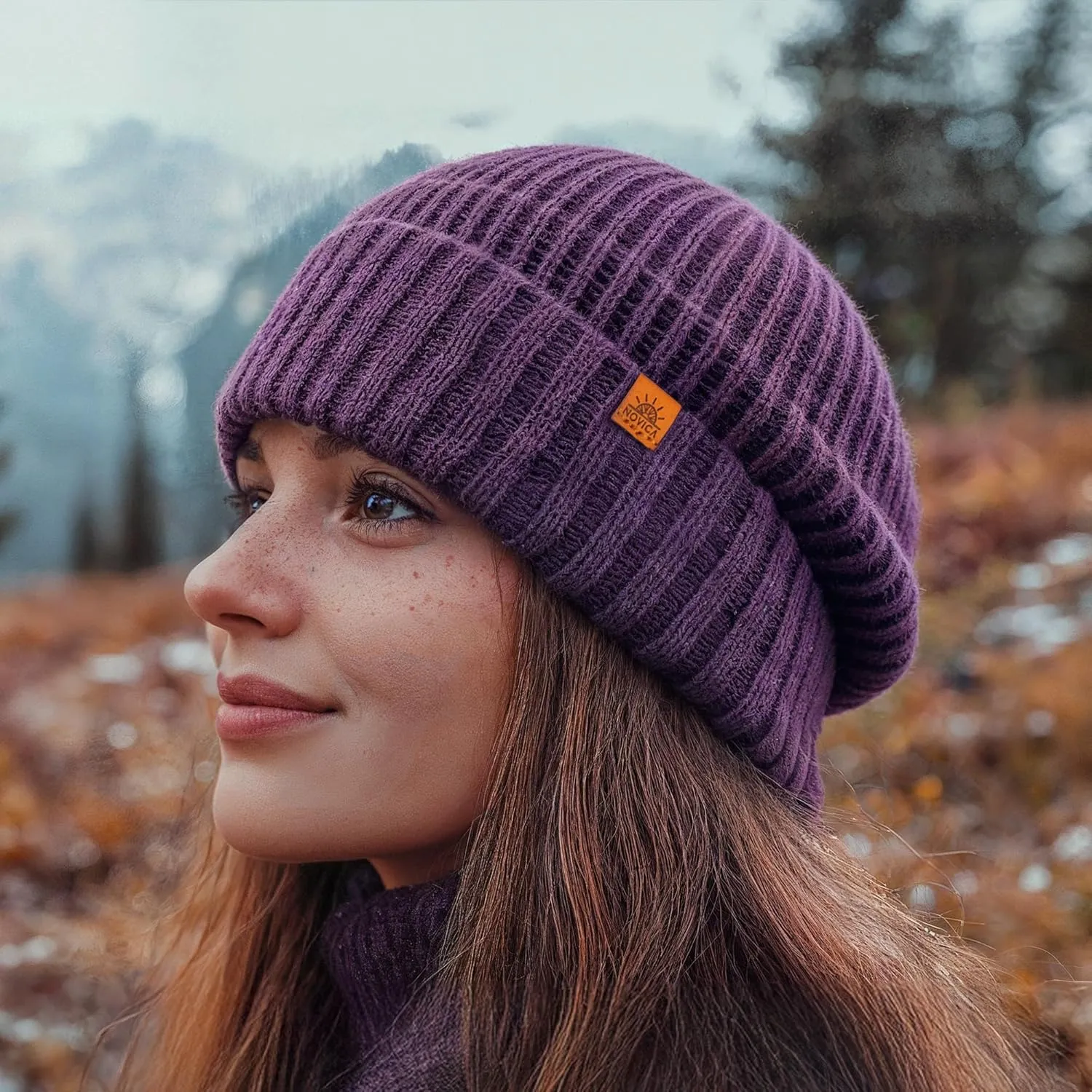 NOVICA Unisex Fall Winter Soft Alpaca Wool Blend Knit Beanie Hat