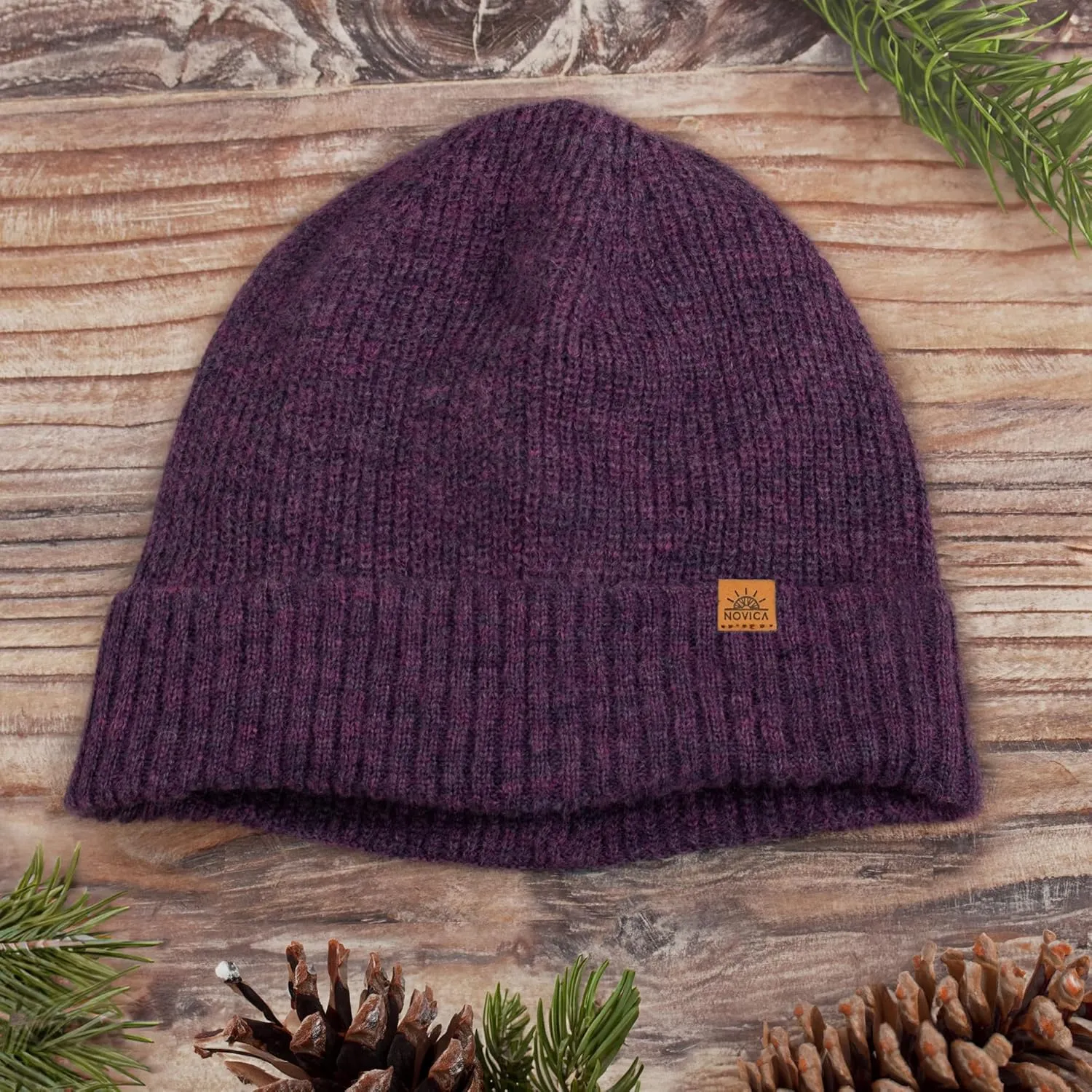 NOVICA Unisex Fall Winter Soft Alpaca Wool Blend Knit Beanie Hat