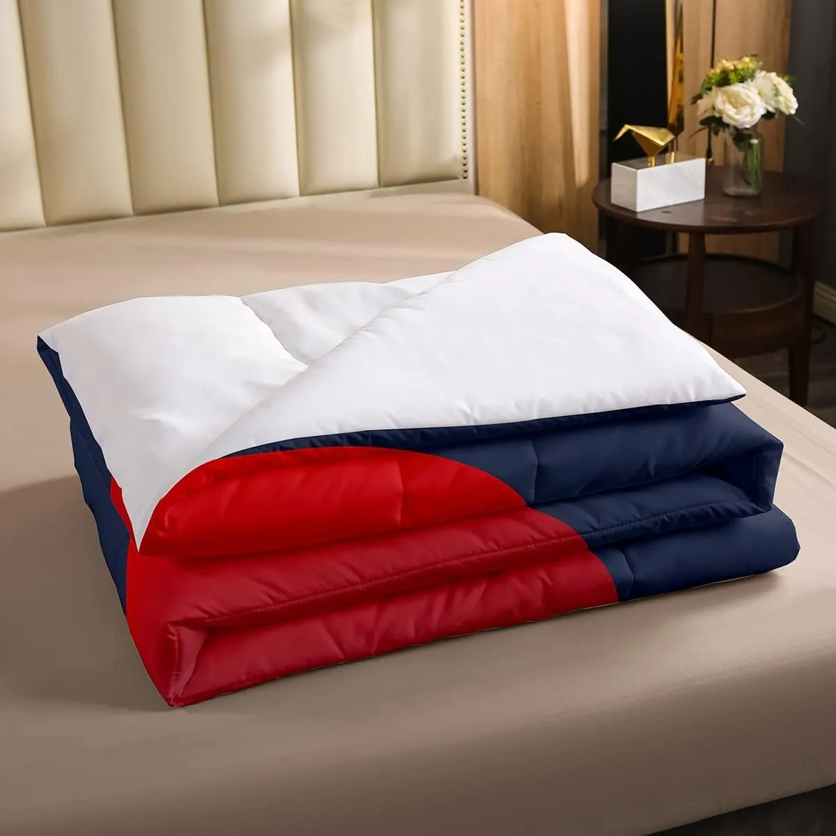 Ocean Wave Comforter Set Sea Surfing Red Sun Bedding Set for Kids Boys Girls Japanese Ukiyoe Comforter Exotic Navy Blue Decor Quilt Set with 2 Pillowcases 3Pcs Bedding Full