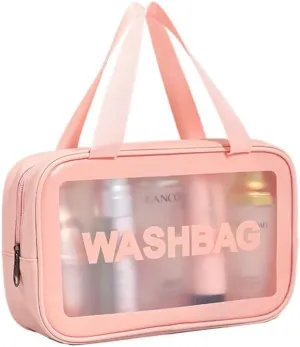 Ohemaa's Shopp Toiletry Bag for Women, Travel Toiletry Bag, Clear Travel Toiletry Bag With Handle, Cosmetic Makeup Bag Pink