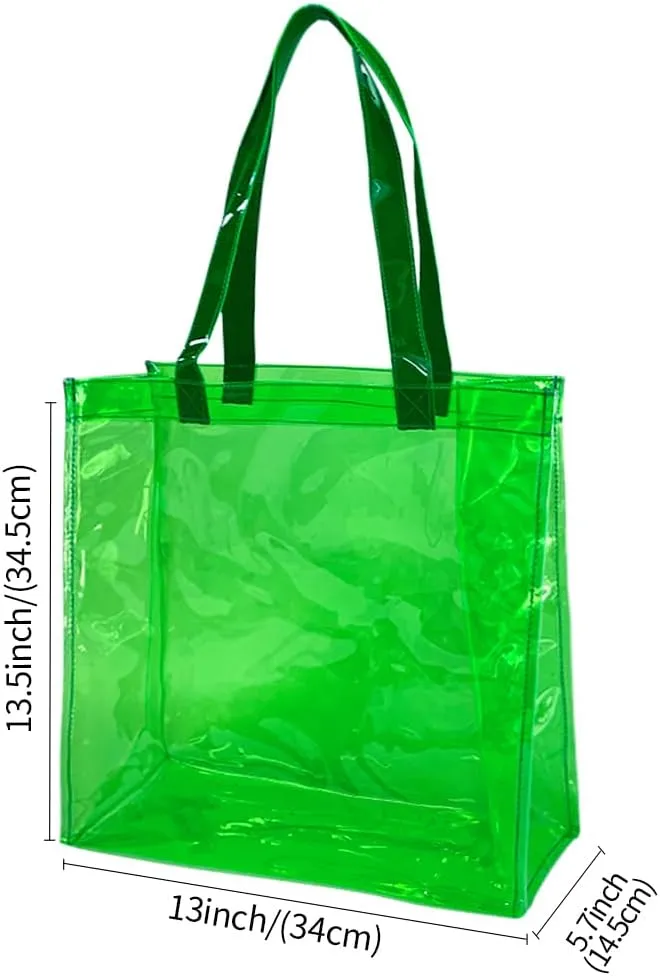 ONEART Stadium Clear Tote Bag, Portable PVC Handbag with Handles, Transparent Solid Construction