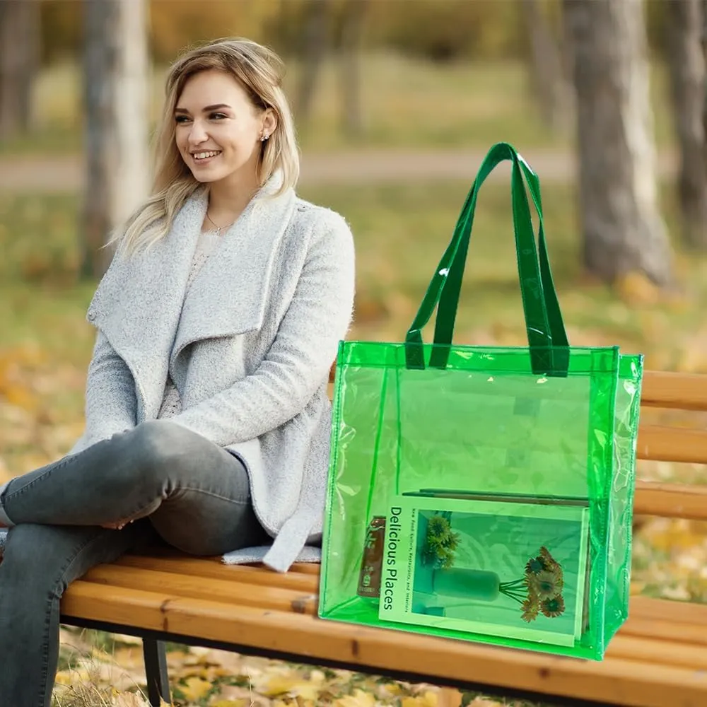 ONEART Stadium Clear Tote Bag, Portable PVC Handbag with Handles, Transparent Solid Construction