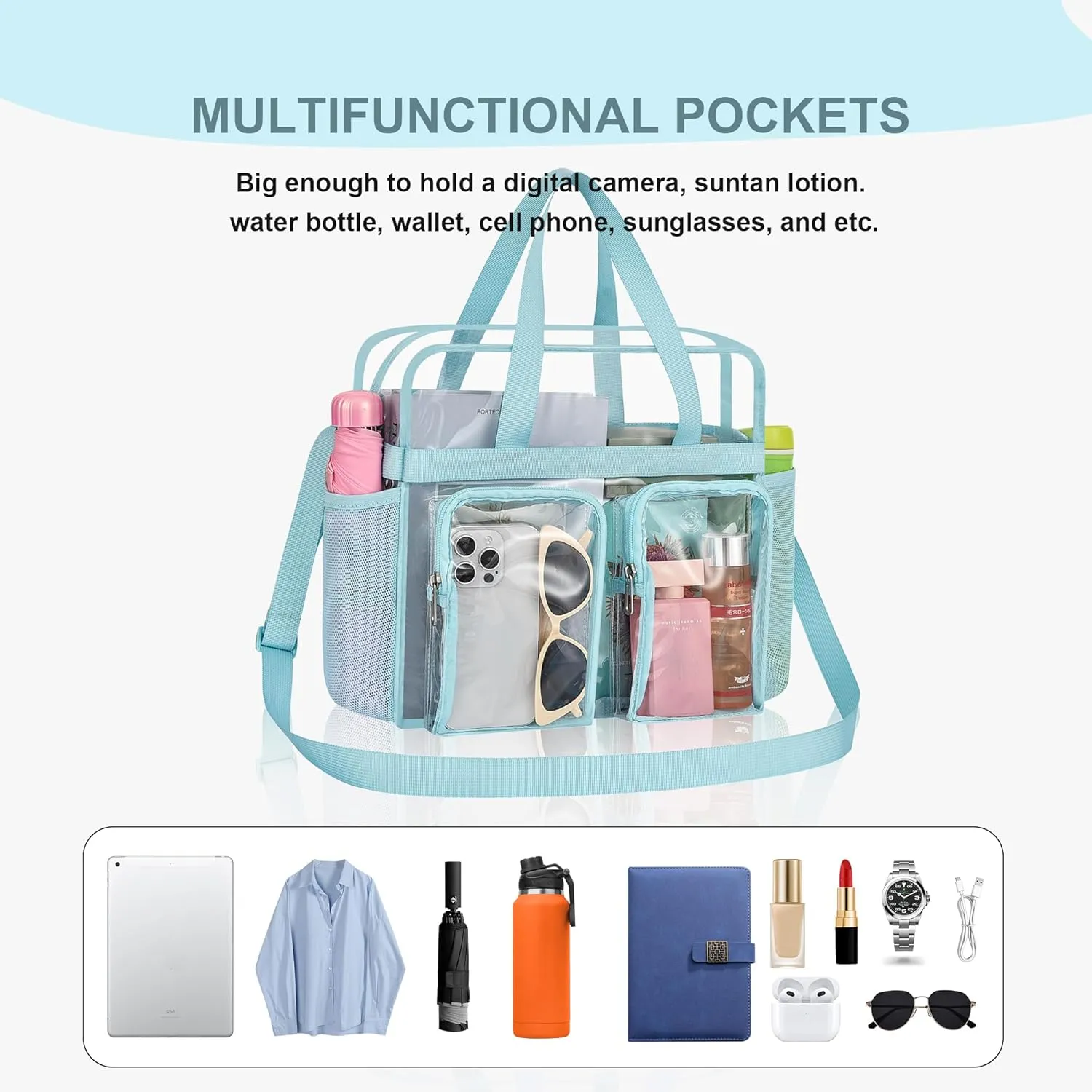 Oraben Clear Tote Bag Clear Bag Stadium Approved 12x6x12 Stadium Bag for Work, Sports Games,Gym