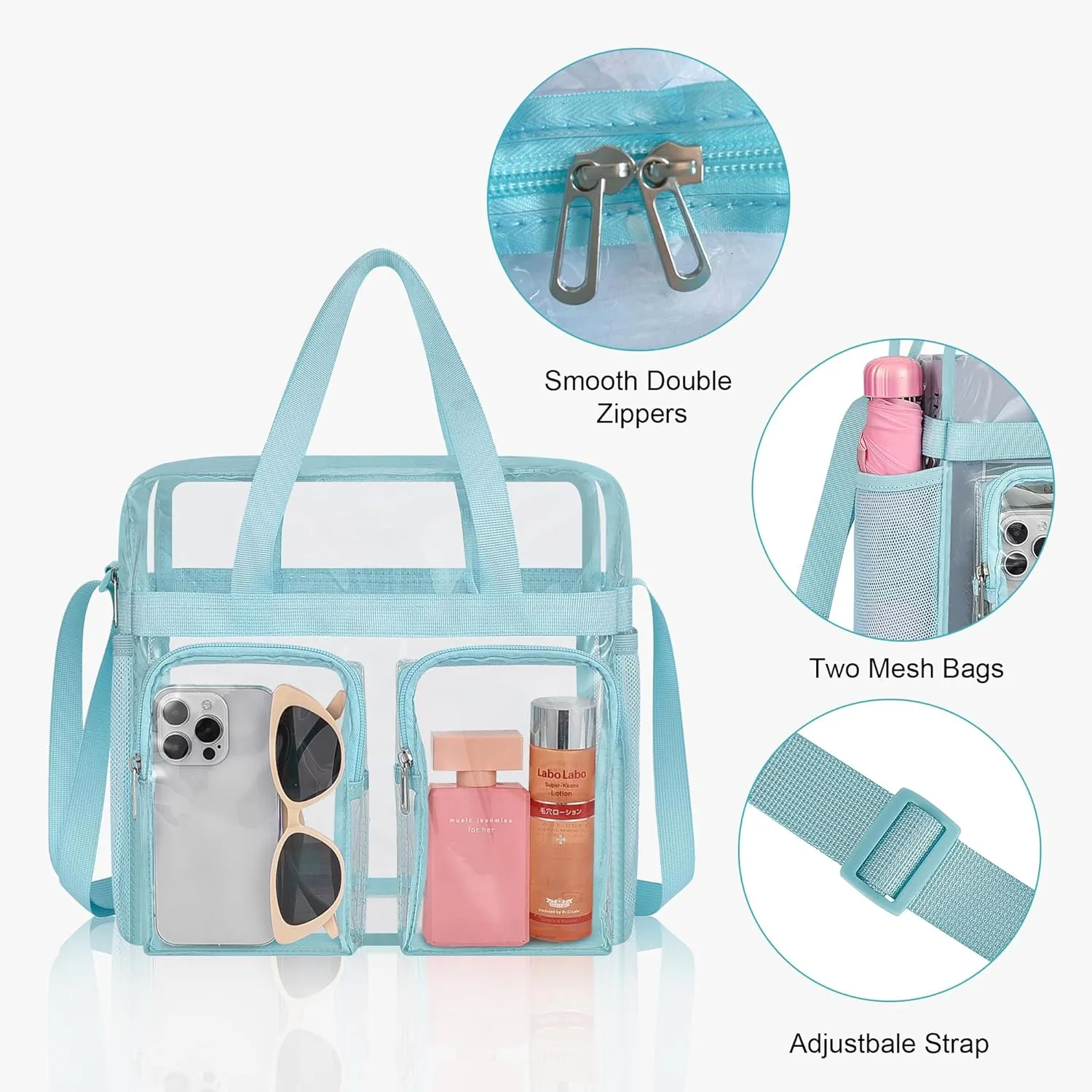 Oraben Clear Tote Bag Clear Bag Stadium Approved 12x6x12 Stadium Bag for Work, Sports Games,Gym