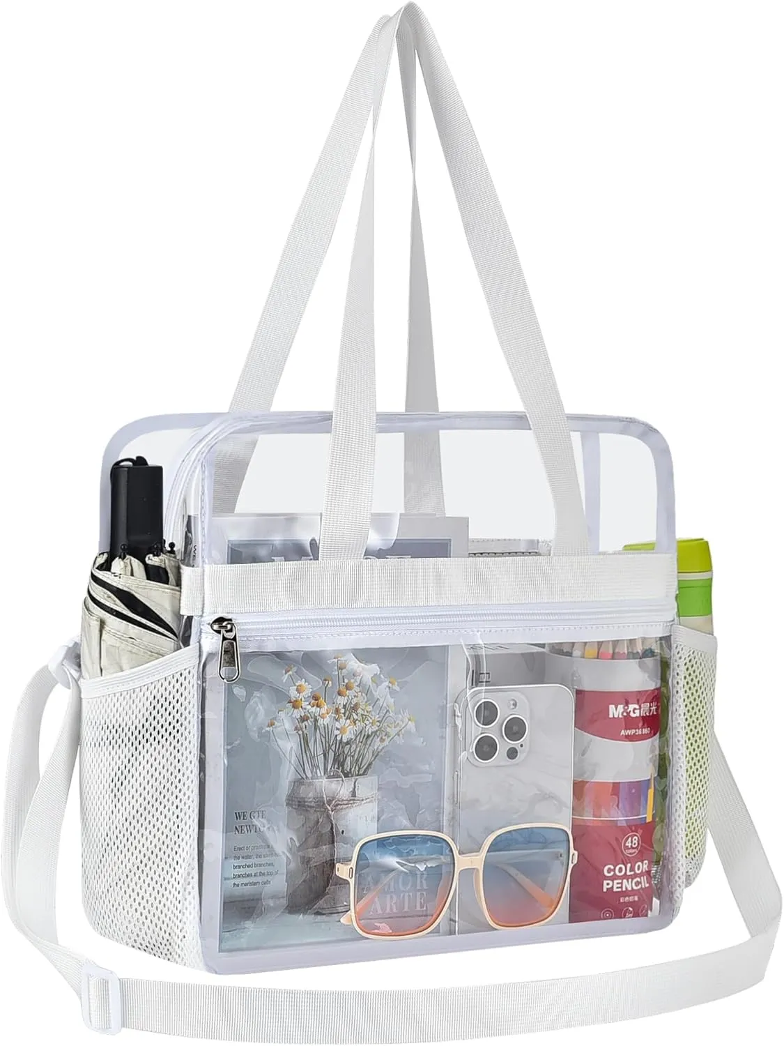 Oraben Clear Tote Bag Clear Bag Stadium Approved 12x6x12 Stadium Bag for Work, Sports Games,Gym