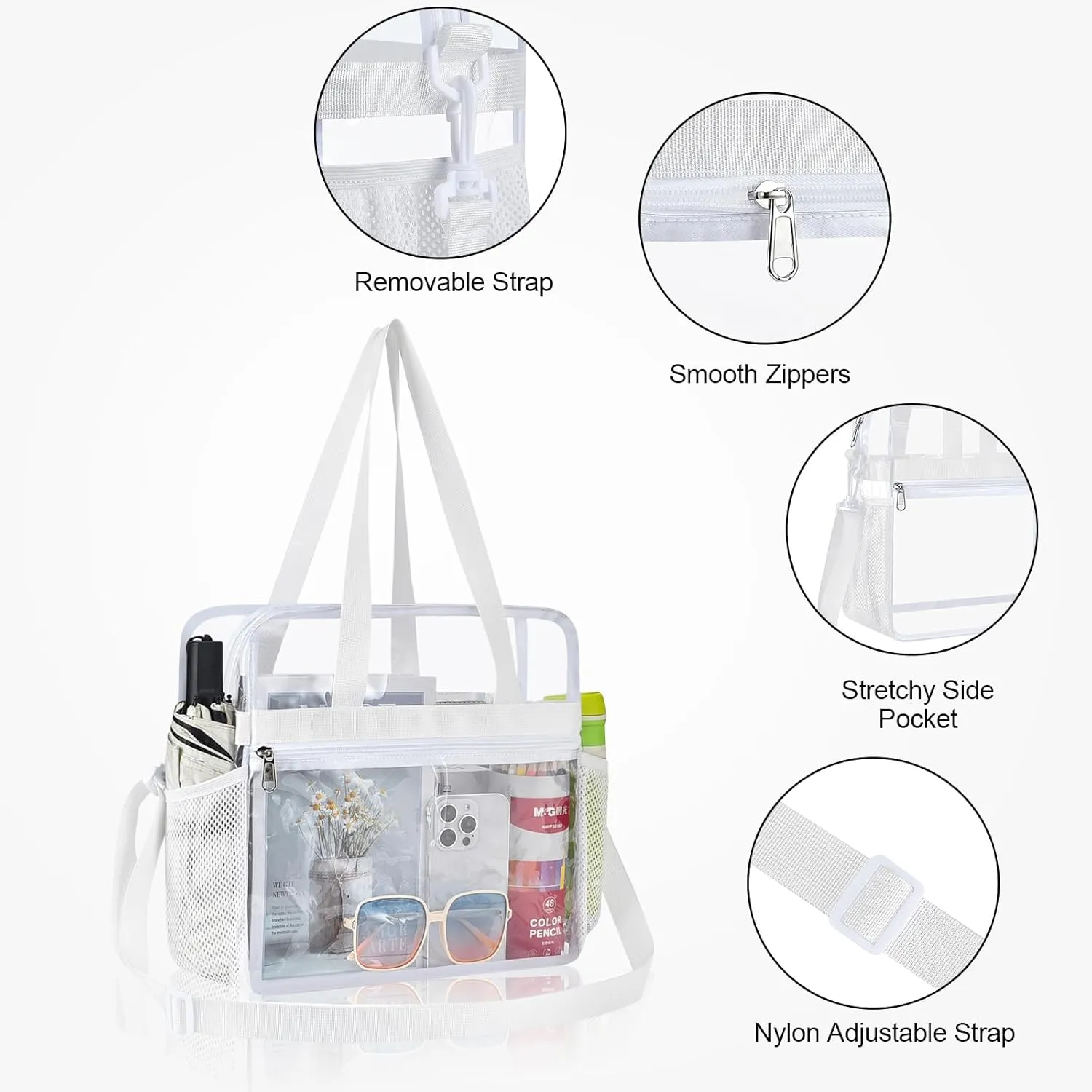 Oraben Clear Tote Bag Clear Bag Stadium Approved 12x6x12 Stadium Bag for Work, Sports Games,Gym