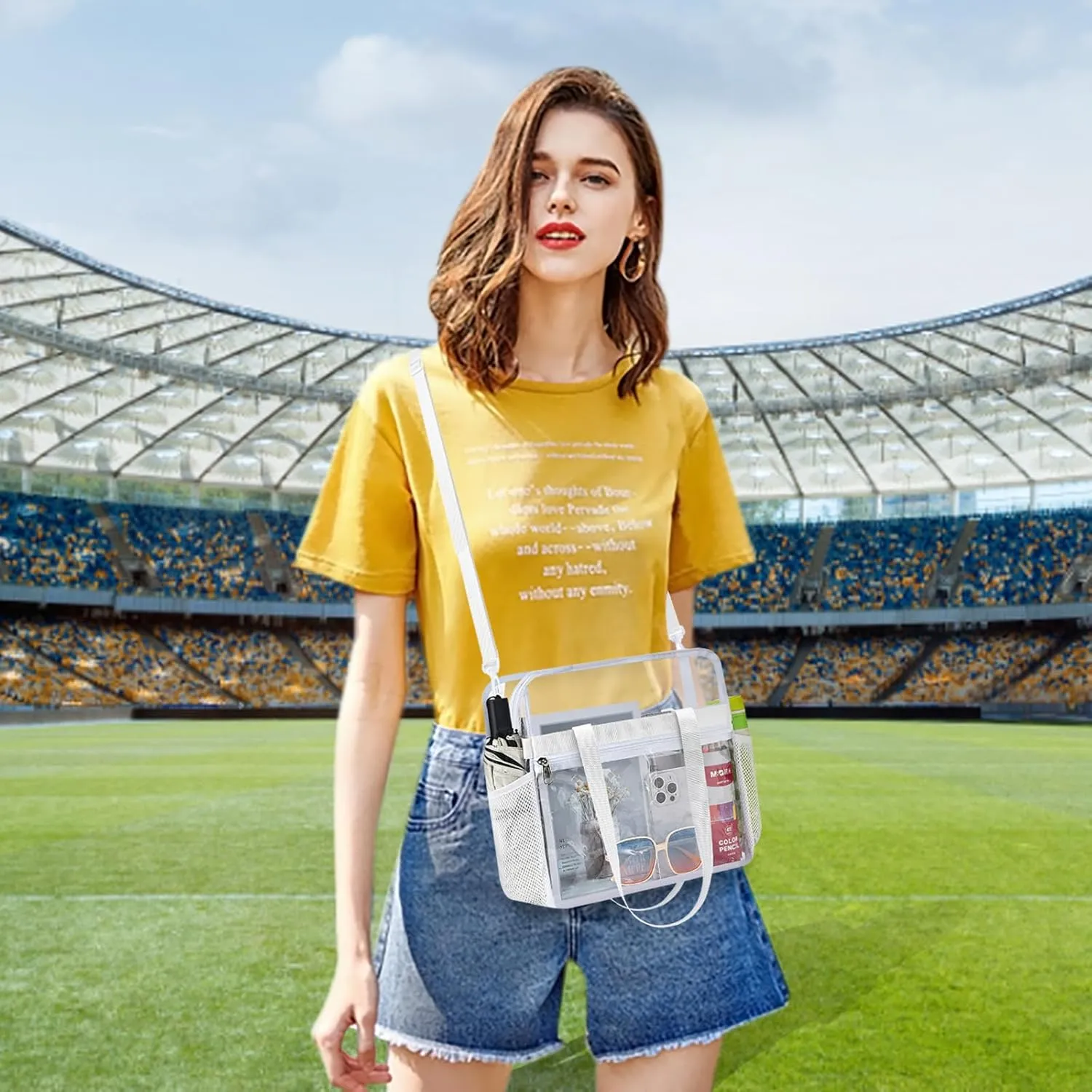 Oraben Clear Tote Bag Clear Bag Stadium Approved 12x6x12 Stadium Bag for Work, Sports Games,Gym