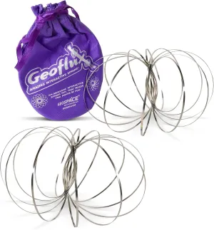 Original GeoFlux 2-Pack of Mesmerizing 3-D Kinetic Sculpture & Interactive Spring Toys, Silver Metallic
