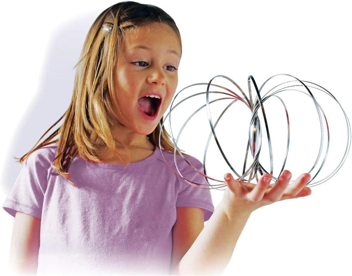 Original GeoFlux 2-Pack of Mesmerizing 3-D Kinetic Sculpture & Interactive Spring Toys, Silver Metallic