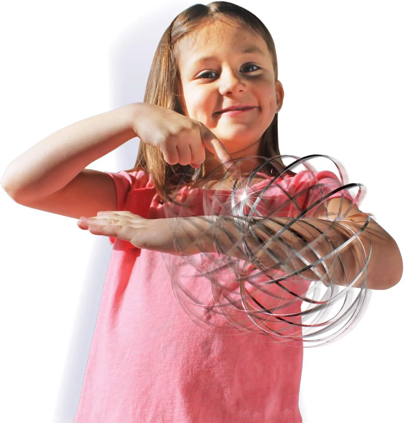 Original GeoFlux 2-Pack of Mesmerizing 3-D Kinetic Sculpture & Interactive Spring Toys, Silver Metallic
