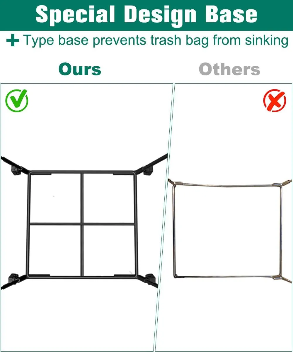 Outdoor Trash Bag Holder Stand - Heavy Duty Metal Garden Garbage Bag Support Frame for 30-45 Gallon Capacity, Multi-Use Portable Yard Leaf Bag Stand for Leaves, Camping, Weeding, Lawn Party