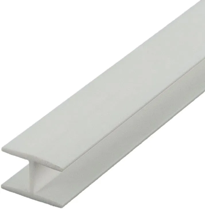 Outwater Plastic H Channel Fits Material 3/8 Inch Thick White Styrene Divider Moulding 46 Inch Length (Pack of 2)