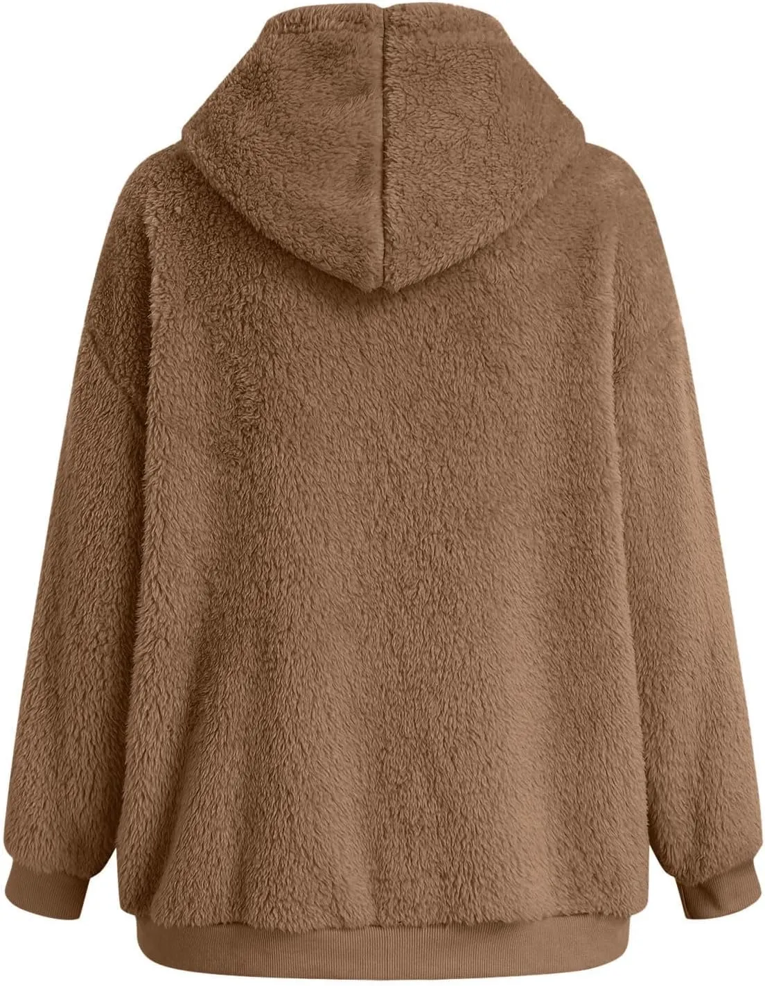 Oversized Sherpa Jacket For Women Plus Size Casual Zip Up Hooded Fuzzy Fleece Coat Cozy Shearling Jackets With Pockets