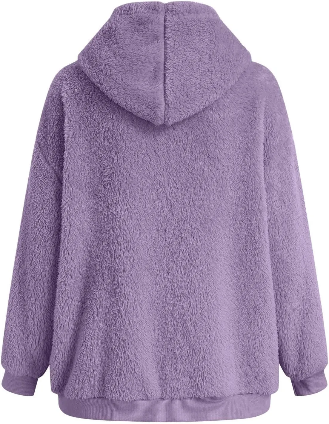 Oversized Sherpa Jacket For Women Plus Size Casual Zip Up Hooded Fuzzy Fleece Coat Cozy Shearling Jackets With Pockets