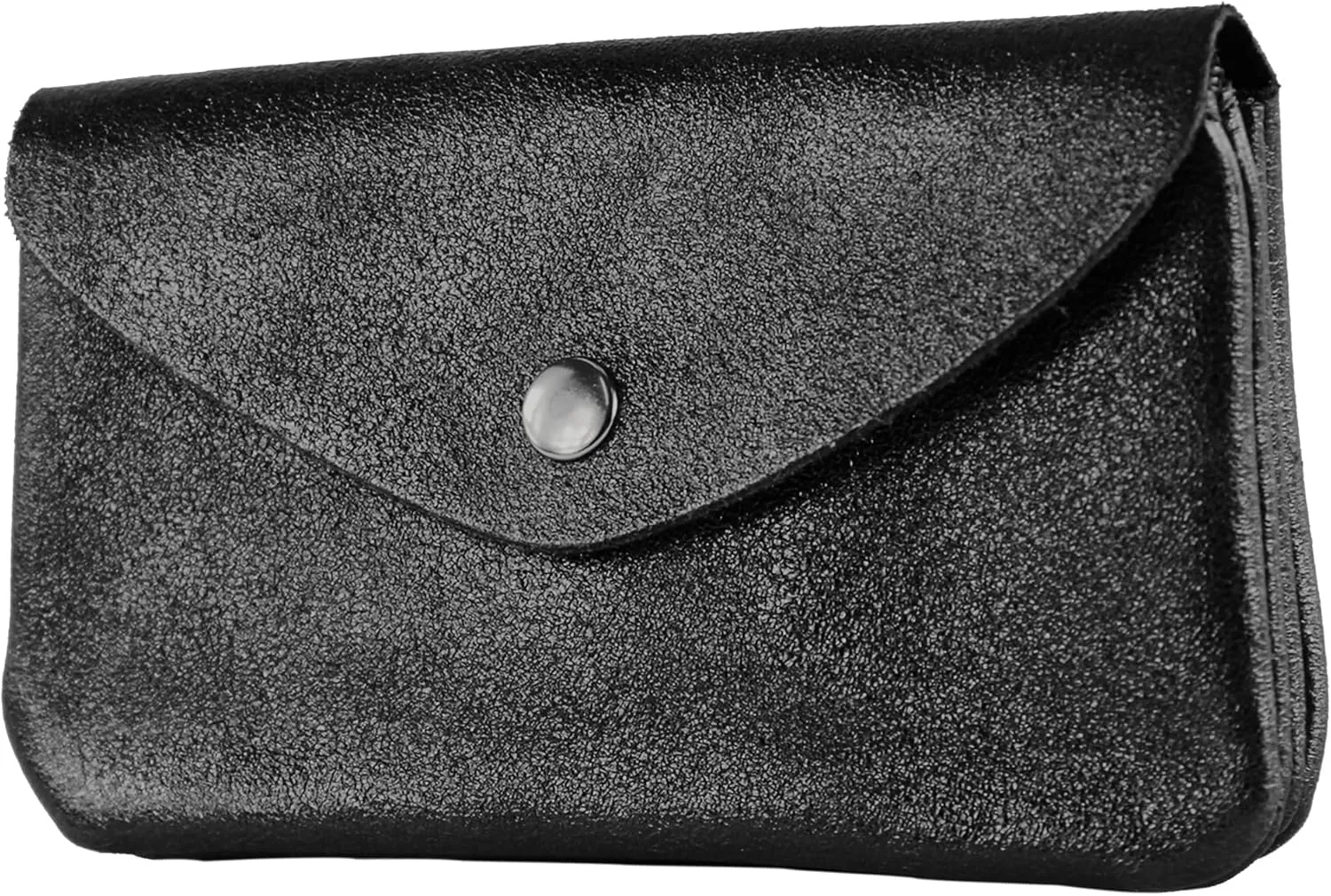 P11 - ital. Leder Damen Geldbörse Portemonnaie Medium (Black metallic)