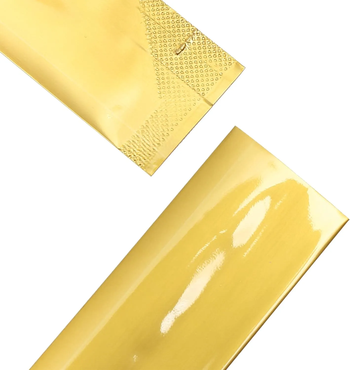 Pack of 200 Rectangle Sample Size Single Serving Double-Sided Matte Color Aluminum Mylar Foil Open Pouch (1.4" x 5.9", Glossy Gold)