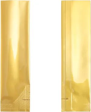 Pack of 200 Rectangle Sample Size Single Serving Double-Sided Matte Color Aluminum Mylar Foil Open Pouch (1.4" x 5.9", Glossy Gold)