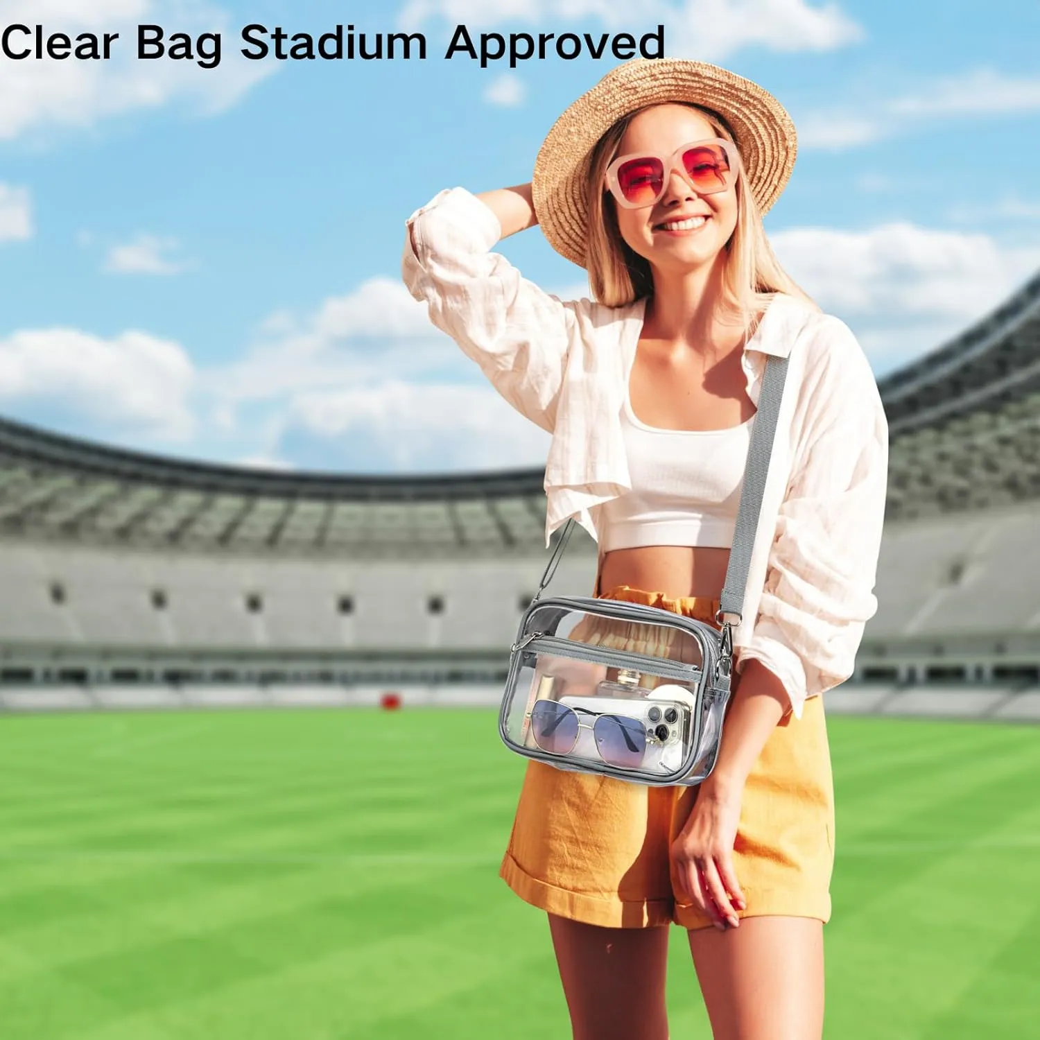 PACKISM Clear Bag for Stadium Events - Clear Purses for Women Stadium Crossbody Concert Bag for Game Day， Sports, Festival