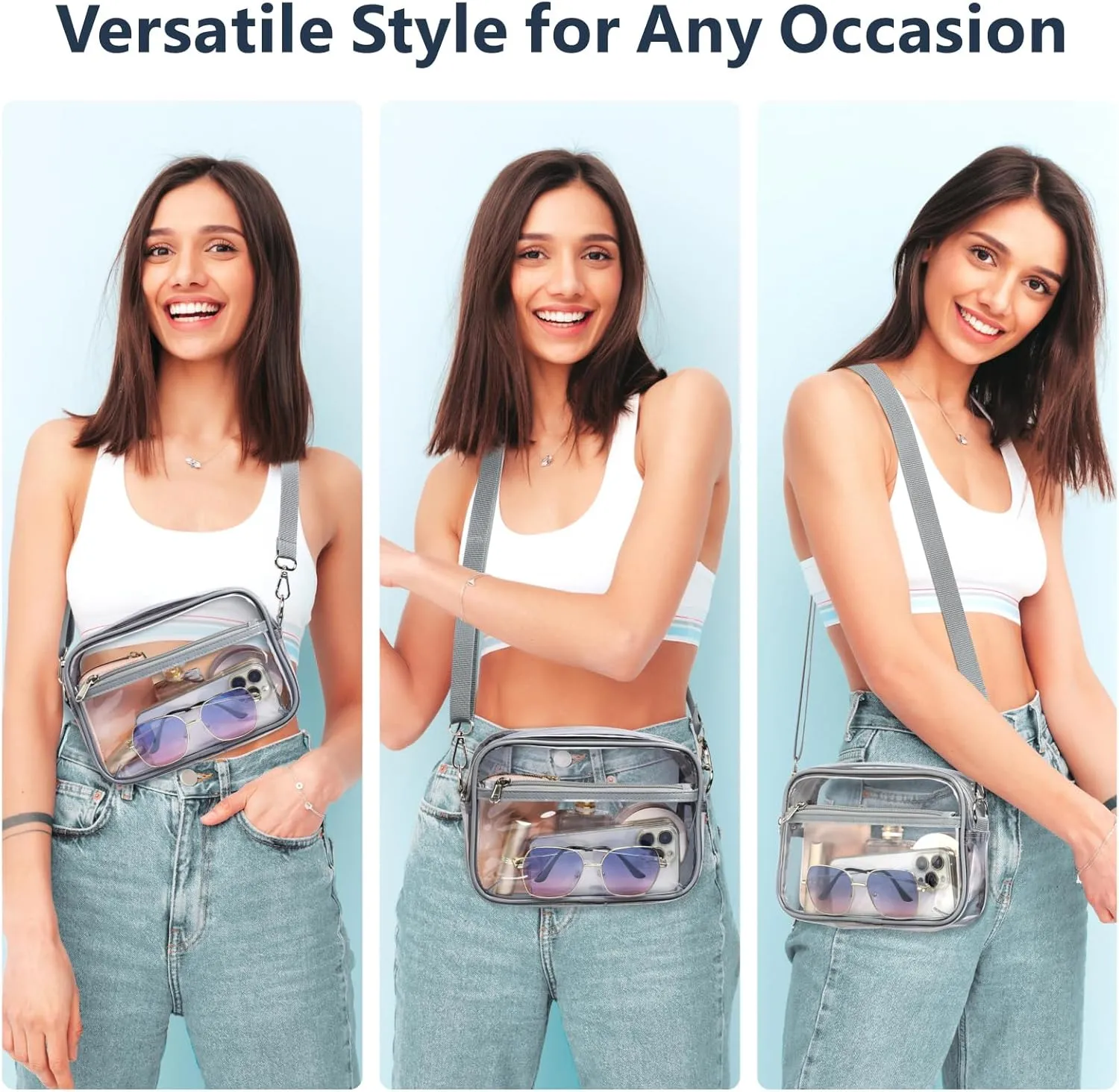 PACKISM Clear Bag for Stadium Events - Clear Purses for Women Stadium Crossbody Concert Bag for Game Day， Sports, Festival