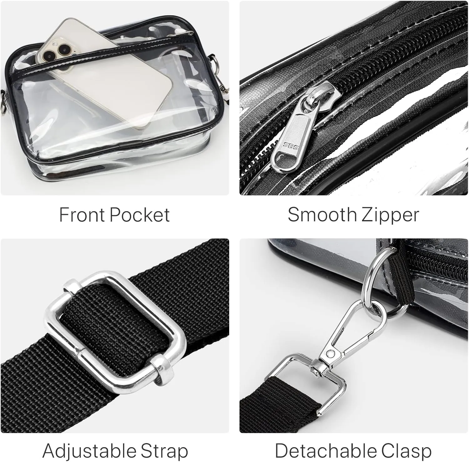 PACKISM Clear Bag for Stadium Events - Clear Purses for Women Stadium Crossbody Concert Bag for Game Day， Sports, Festival