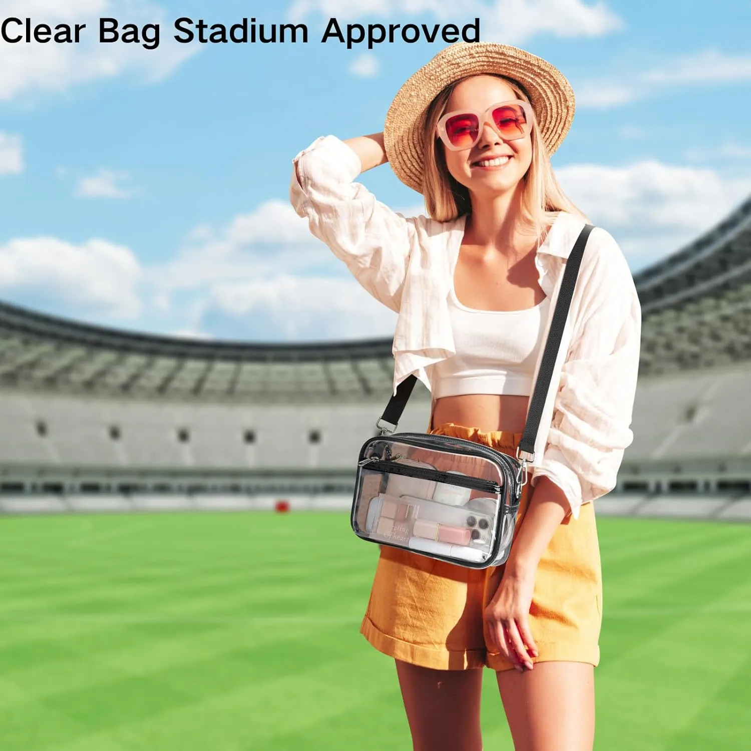 PACKISM Clear Bag for Stadium Events - Clear Purses for Women Stadium Crossbody Concert Bag for Game Day， Sports, Festival