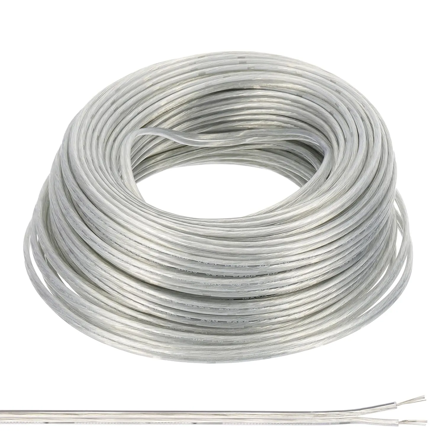 PATIKIL 65.6Ft 18/2 PVC Covered Copper Wire, 300V Soft Speaker Wire Insulated Heat Resistant Electronical Flexible Cable for LED Light Strip Audio Speaker Sound System, Clear, UL Listed