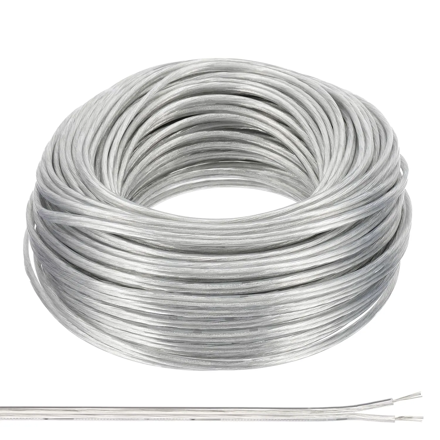 PATIKIL 98.4Ft 20/2 PVC Covered Copper Wire, 300V Soft Speaker Wire Insulated Heat Resistant Electronical Flexible Cable for LED Light Strip Audio Speaker Sound System, Clear, UL Listed