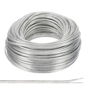 PATIKIL 98.4Ft 20/2 PVC Covered Copper Wire, 300V Soft Speaker Wire Insulated Heat Resistant Electronical Flexible Cable for LED Light Strip Audio Speaker Sound System, Clear, UL Listed