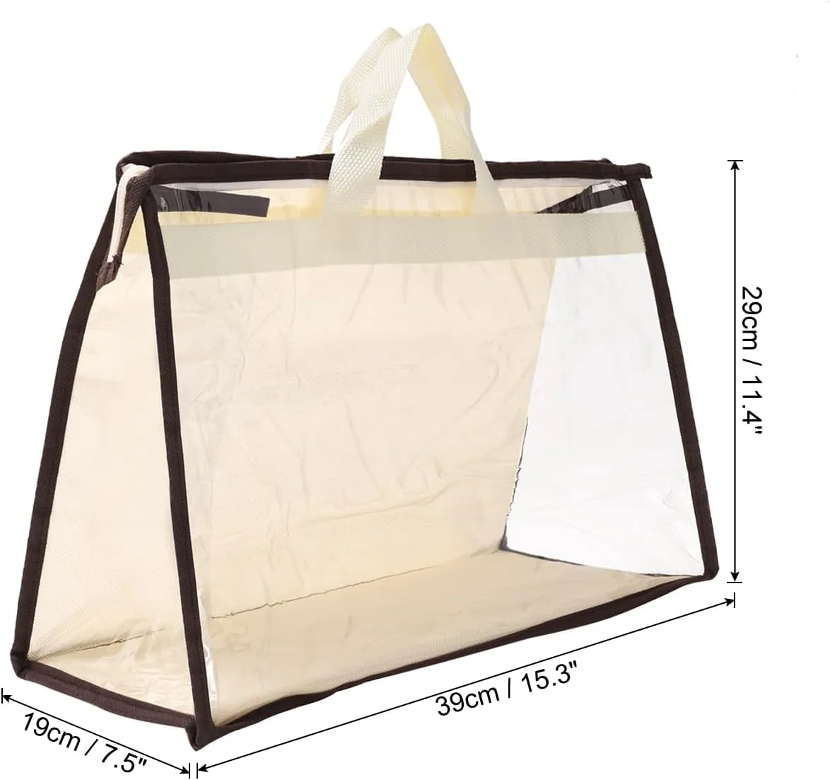 PATIKIL Handbag Dust Bags, Clear Purse Storage Organizer M Size PVC Dustproof Handbag Cover Transparent Purse Protector, Beige