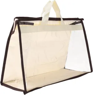 PATIKIL Handbag Dust Bags, Clear Purse Storage Organizer M Size PVC Dustproof Handbag Cover Transparent Purse Protector, Beige