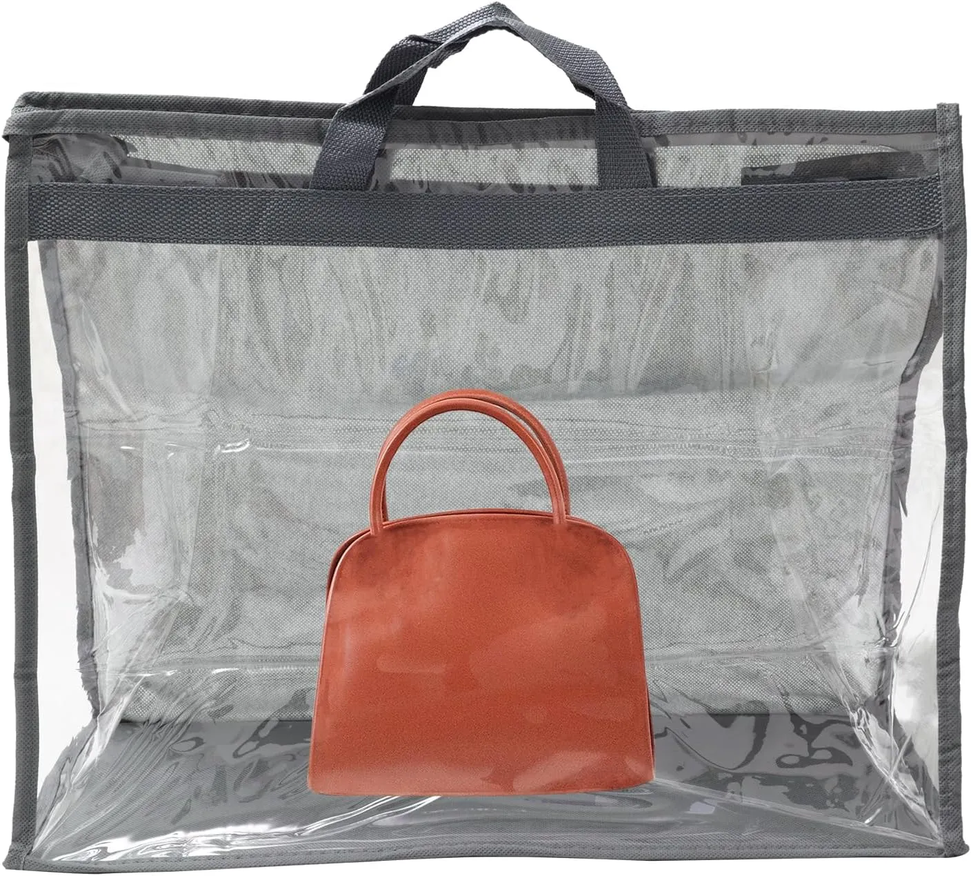 PATIKIL Handbag Dust Bags, Clear Purse Storage Organizer XL Size PVC Dustproof Handbag Cover Transparent Purse Protector, Gray